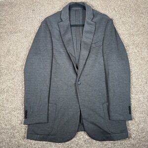 Dapper Boi Mens Large Charcoal Gray Knit Stretch Two Button Blazer Jacket L